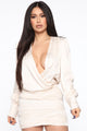 Walk With Purpose Satin Ruched Mini Dress - Ivory