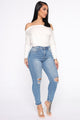 The Comeback Distressed Skinny Jeans - Light Blue Wash