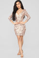 Getting You Close Sequin Dress - Rose Gold
