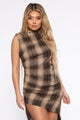 Learn From The Best Plaid Midi Dress - Brown/combo