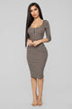Align With Destiny Stripe Dress - Taupe/Black