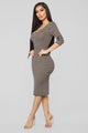 Align With Destiny Stripe Dress - Taupe/Black