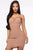 Pulling An All Nighter Metallic Mini Dress - Taupe/combo