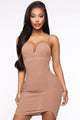 Pulling An All Nighter Metallic Mini Dress - Taupe/combo