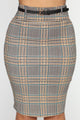 Write My Own Checks Midi Skirt - Teal/Combo