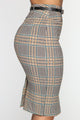Write My Own Checks Midi Skirt - Teal/Combo