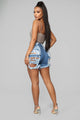 Yes Now Distressed Bermuda Shorts - Medium Blue Wash