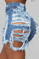 Yes Now Distressed Bermuda Shorts - Medium Blue Wash