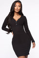 Keep Calm Ribbed Mini Dress - Black