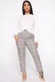Office Gossip Plaid Trousers - Brown