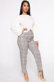Office Gossip Plaid Trousers - Brown