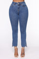 Add To Split Straight Leg Jeans - Medium Wash