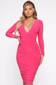 Turn It Up Midi Dress - Fuchsia