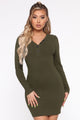 Keep Calm Ribbed Mini Dress - Olive