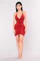 Shanghai Ruched Dress - Burgundy