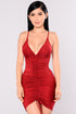 Shanghai Ruched Dress - Burgundy