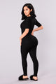 Fast Love Henley Jumpsuit - Black