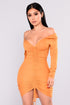 Hong Kong Ruched Dress - Mustard