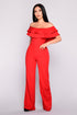 Ready To Ruffle Jumpsuit - Red