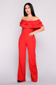 Ready To Ruffle Jumpsuit - Red