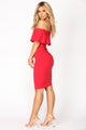 Lyla Off Shoulder Dress - Red