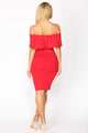 Lyla Off Shoulder Dress - Red