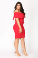 Lyla Off Shoulder Dress - Red