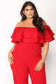 Ready To Ruffle Jumpsuit - Red