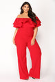 Ready To Ruffle Jumpsuit - Red