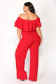 Ready To Ruffle Jumpsuit - Red