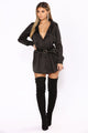 Camden Satin Shirt Dress - Black