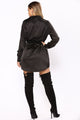 Camden Satin Shirt Dress - Black