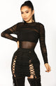 Drop It Down Low Mesh Dress - Black/Black