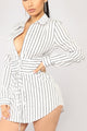 Well Suited Striped Shirt Dress - White