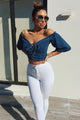 Super High Waist Denim Skinnies - White